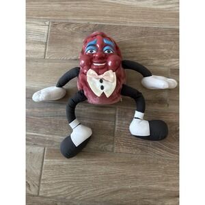 Vintage California Raisins Rubber Face Plush Stuffed Toy Retro 1980 Pink Bow Tie